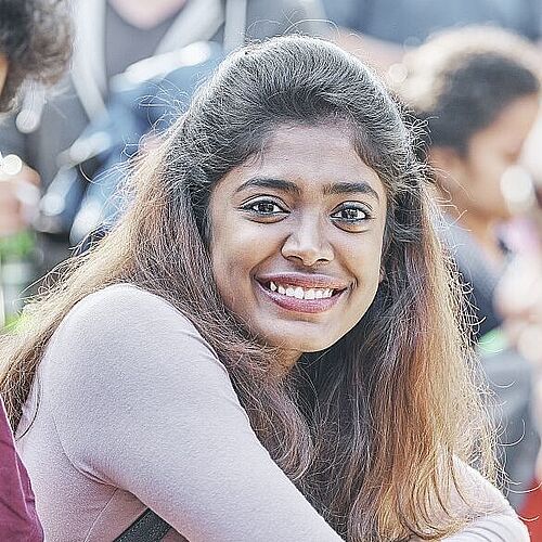 an international smiling student